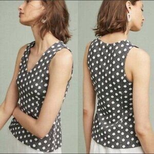 ANTHROPOLOGIE Maeve Black &  White Polka Dot Tank Top Size XS
